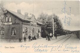 Vykort. Text: "Tösse Station".