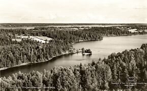 Vykort. Text "Utsikt från Vingenäsbergen".