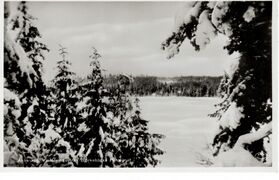 Vykort. Text: "Ånimskog. Vintermotiv från Björkebäcks Pensionat". Vykortet ägs av Hans-Jürgen Köchling.