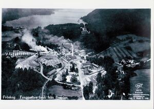 Flygfoto över Fengersfors fabrik